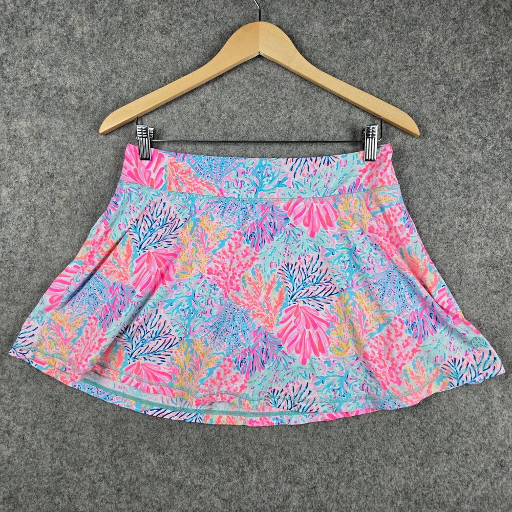Lilly Pulitzer Luxletic Skort Womens Medium Pink Blue Coral Reef Tennis Golf